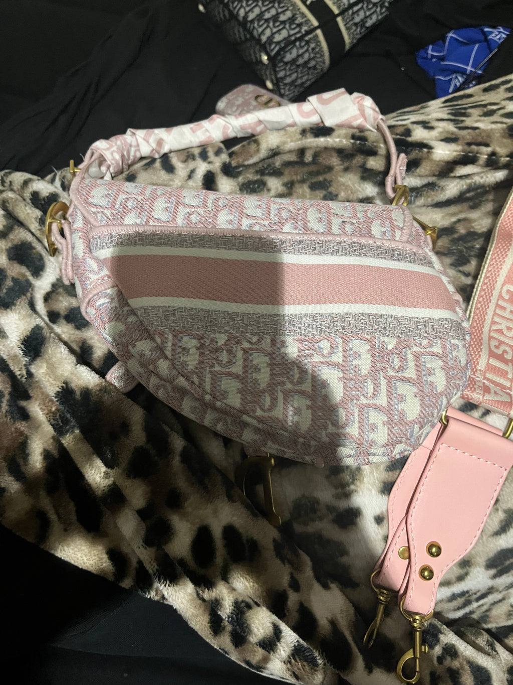 Pink saddle bag