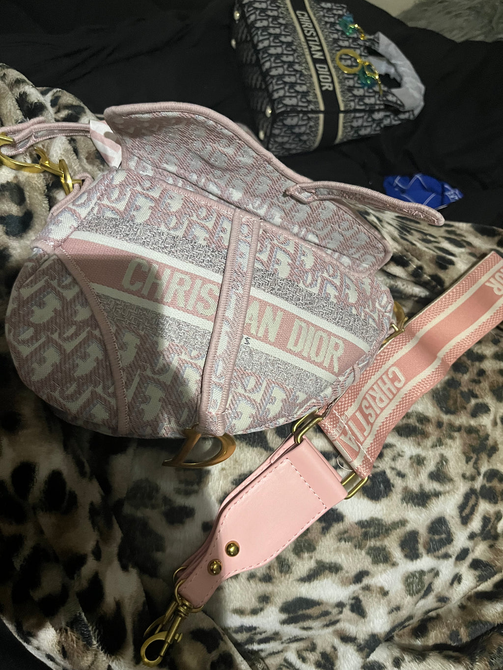 Pink saddle bag